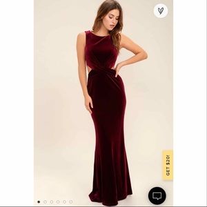 Lulus Burgundy Velvet Maxi Dress